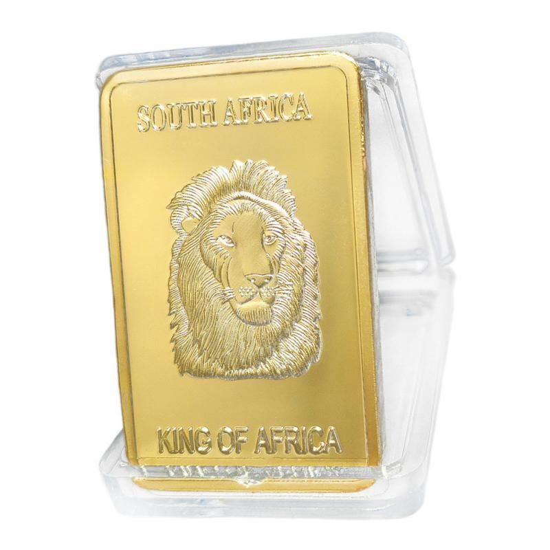 South African Lion Commemorative Coin In Copper Plated Gold With Box