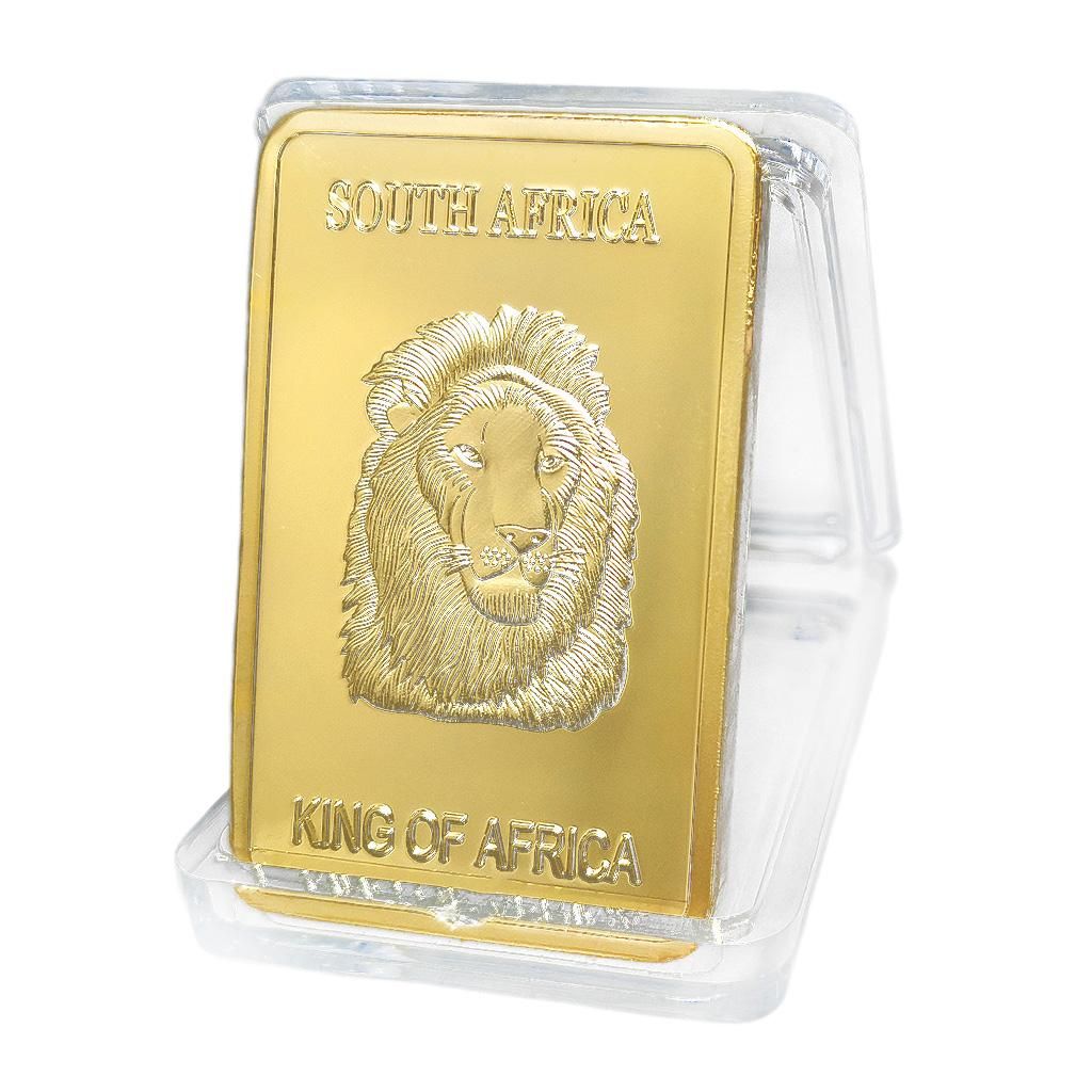 South African Lion Commemorative Coin In Copper Plated Gold With Box