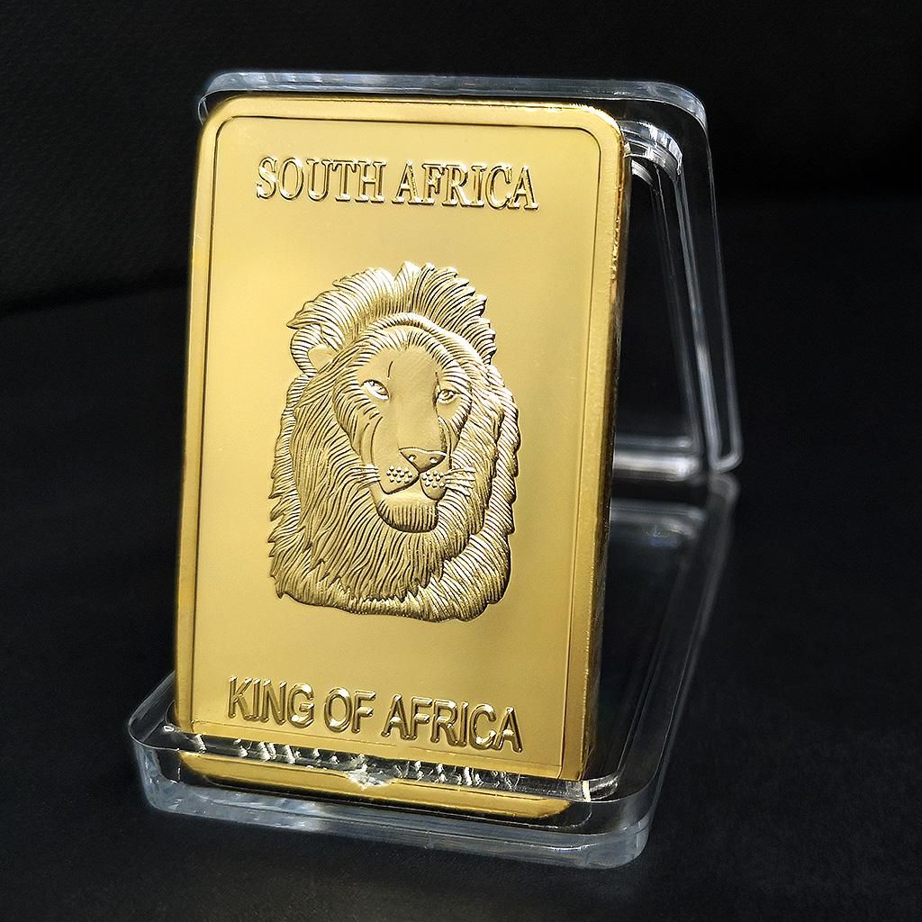 South African Lion Commemorative Coin In Copper Plated Gold With Box