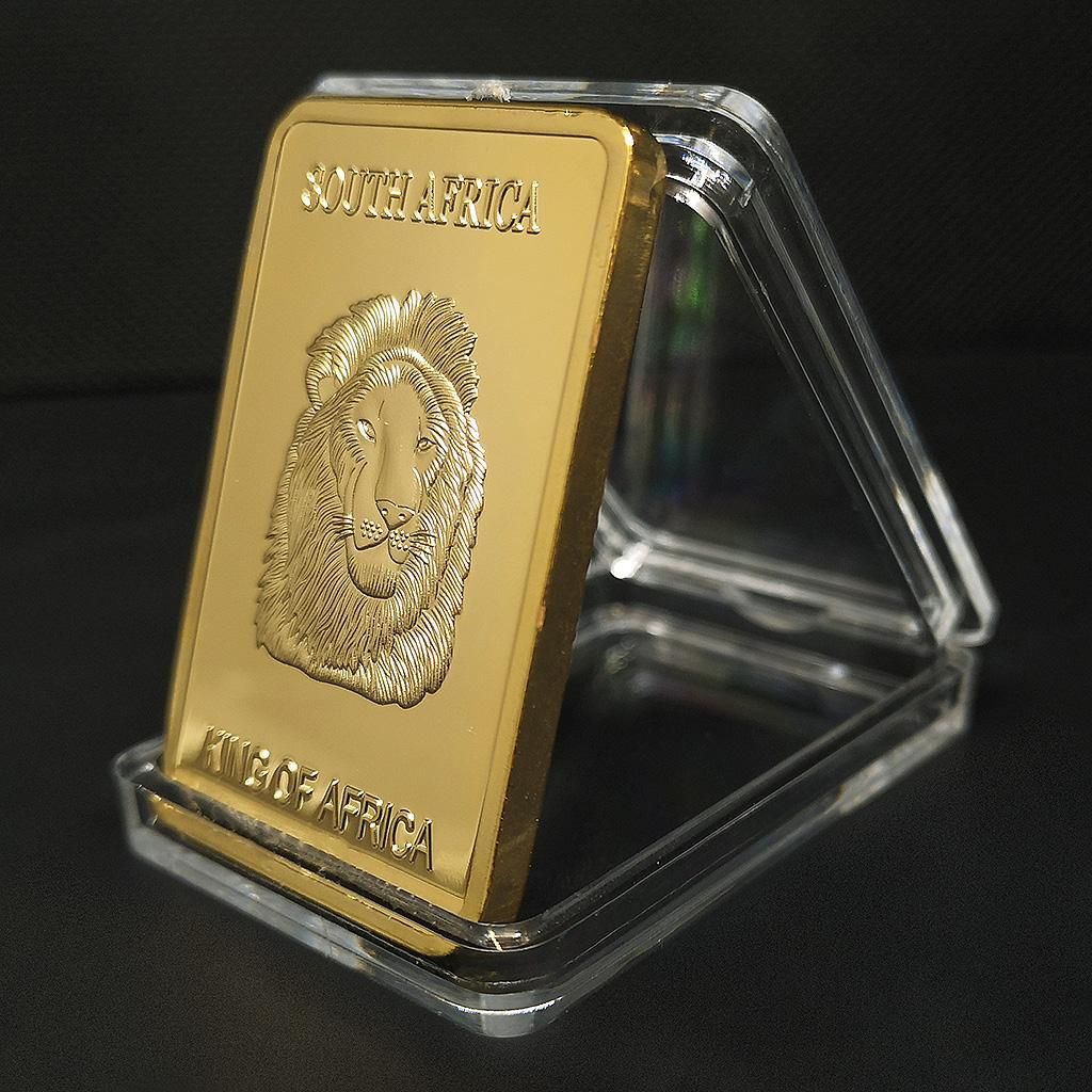 South African Lion Commemorative Coin In Copper Plated Gold With Box