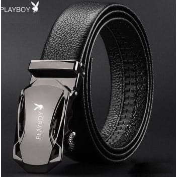 Men's Belt Cow Automatic Buckle Black Leather Belt
