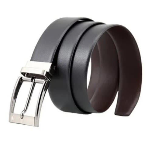 Men's Brown And Black Double Sided Reversible Leather Belt  - Medium Size