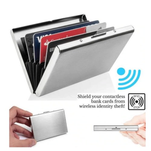 Anti-scan Rfid 1stainless Steel Id Credit Card Holder-Silver