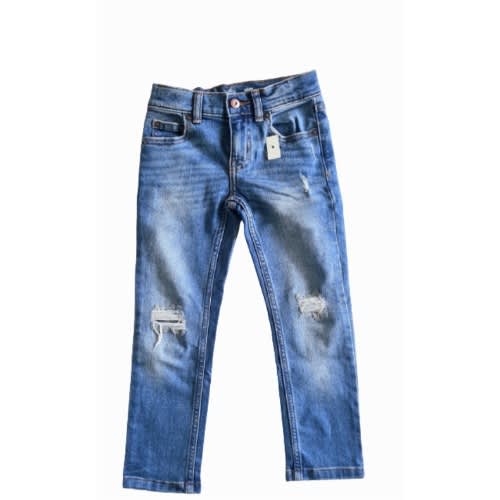 Boys Skinny Distressed Patch Jeans - Blue