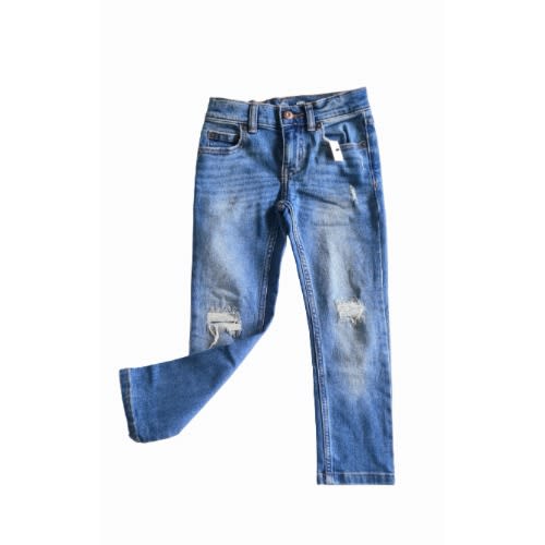 Boys Skinny Distressed Patch Jeans - Blue