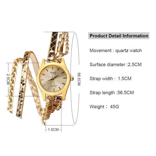 Sloggi Female Pu-leather & Bracelet Watch- Gold