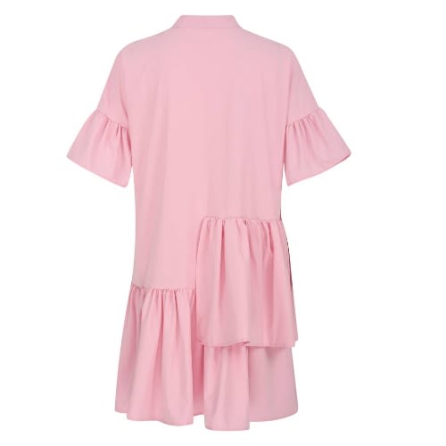 Side Ruffle Shift Dress- Pink