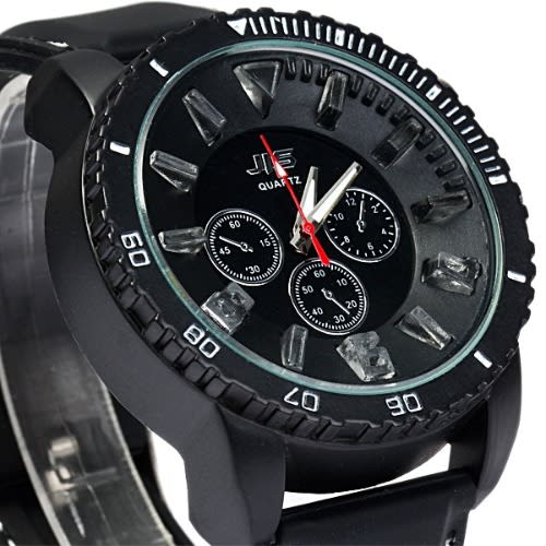 LED Light Waterproof Quartz Wrist Watch With Silicon Band - Black