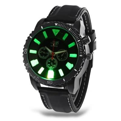 LED Light Waterproof Quartz Wrist Watch With Silicon Band - Black