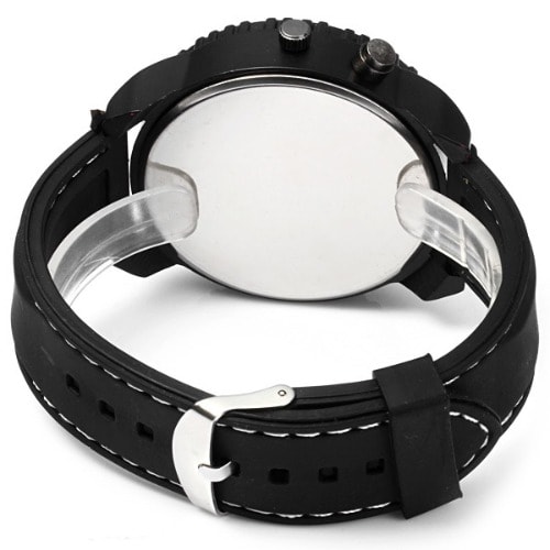 LED Light Waterproof Quartz Wrist Watch With Silicon Band - Black