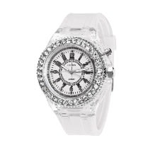 Luminous Led Light Rhinestone Unisex Watch- White