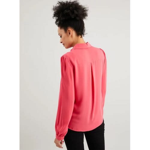 Puff Sleeve Peter Pan Collar Shirt- Pink