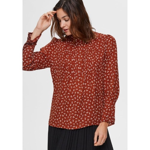 Livia Floral Print Blouse - Smoked Paprika
