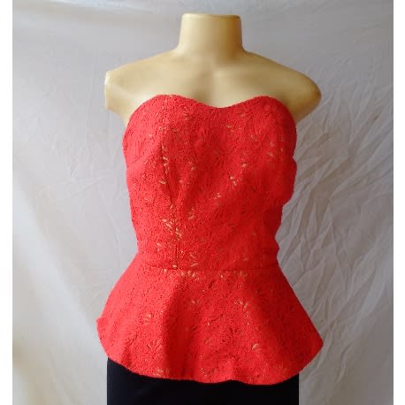 Women's Tube Peplum Blouse - Red