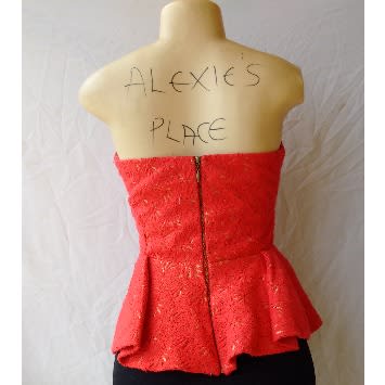 Women's Tube Peplum Blouse - Red