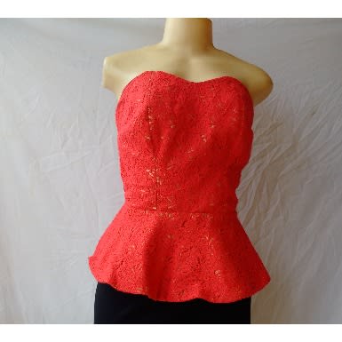 Women's Tube Peplum Blouse - Red