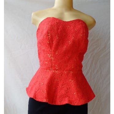 Women's Tube Peplum Blouse - Red