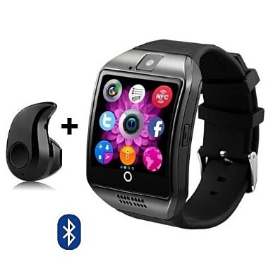 Curve Screen Smart Watch With Sim And TF Card Slot + Bluetooth Earpiece