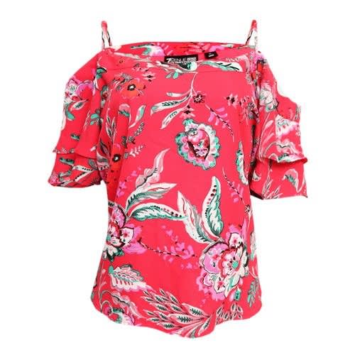 7th Avenue - Floral Cold Shoulder Blouse - Pink