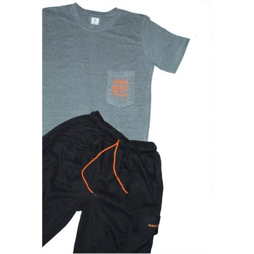 Optimus Prime Pocket Tshirt & Cargo Short Set - Black Grey & Orange