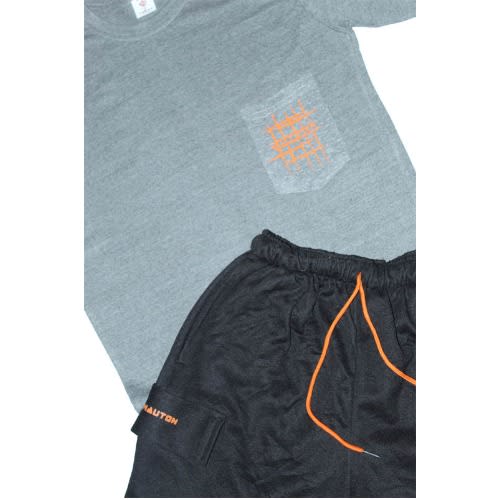 Optimus Prime Pocket Tshirt & Cargo Short Set - Black Grey & Orange