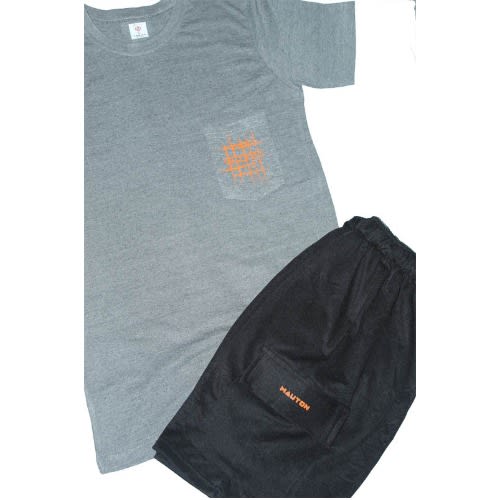 Optimus Prime Pocket Tshirt & Cargo Short Set - Black Grey & Orange