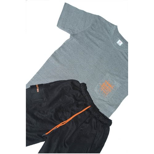 Optimus Prime Pocket Tshirt & Cargo Short Set - Black Grey & Orange
