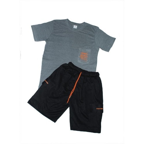 Optimus Prime Pocket Tshirt & Cargo Short Set - Black Grey & Orange
