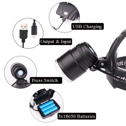 50000lm Xhp70 Headlight Super Bright Led Headlamp Usb Rechargeable Head Torch Xhp70 Lantern 3*18650 Battery Fishing Camping BIL