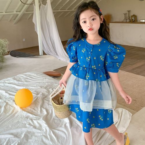 Casual Sweet Round Neck Color Contrast Female Girls' Clothing