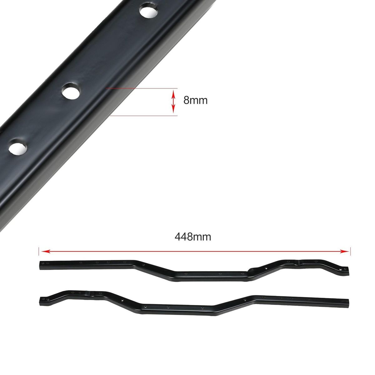 2pcs Chassis Frame Rails Steel Left & Right Frame Chassis Replacement for Traxxas Trx4 448mm RC Upgrades Accessories