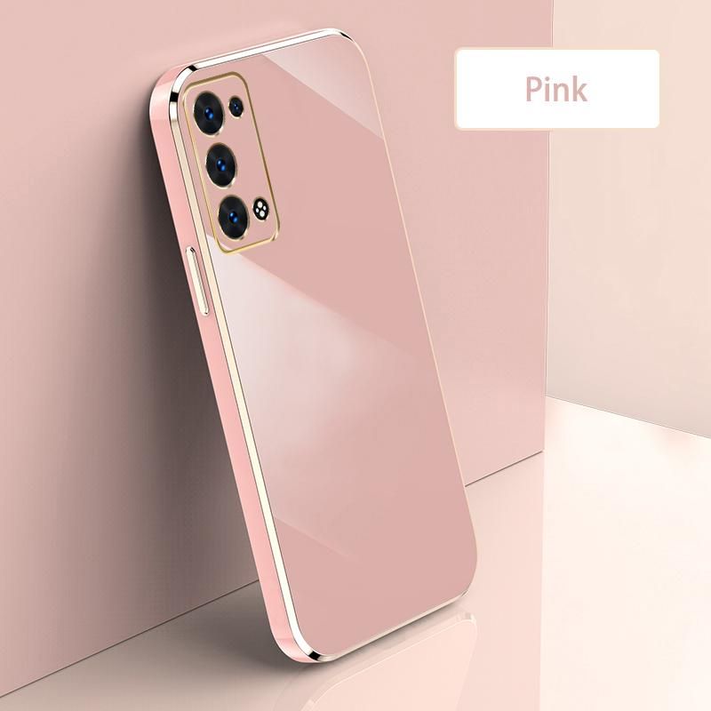 Ultra Thin Plating Phone Case for OPPO Reno6 Pro Plus 5G Lens Protection soft Phone Back Cover-Pink