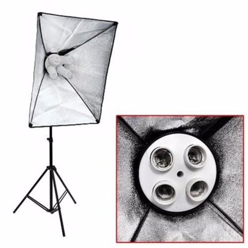 Studio Light Four Bulbs Socket with 50X70cm Softbox + Stand-Fours included