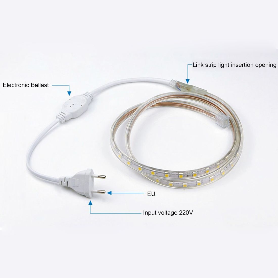 Casing Waterproof LED Light Strip, Length: 5m, Waterproof IP65 SMD 5730 LED Light With Power Plug, 120 LED/m, AC 220V(Warm White)