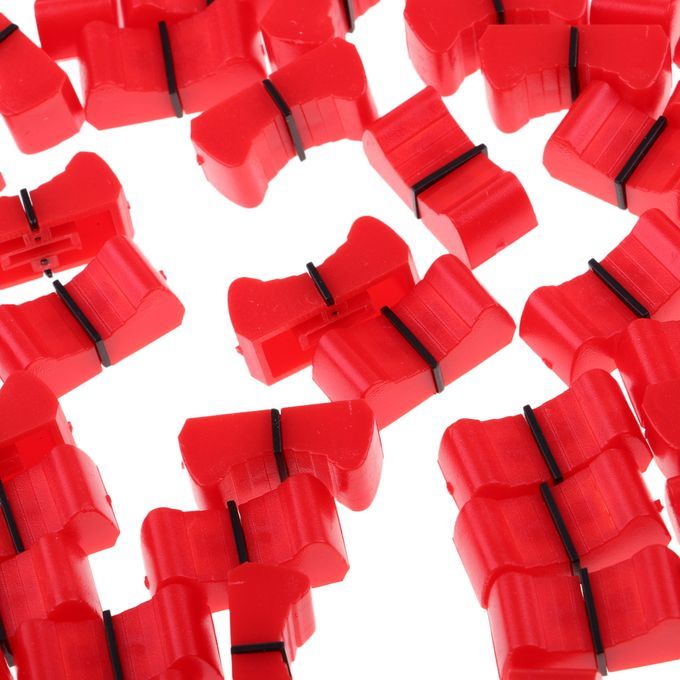 100 Pieces Touch Sensitive Slider Ribbed Mixer Fader Knob Caps 8mm Red