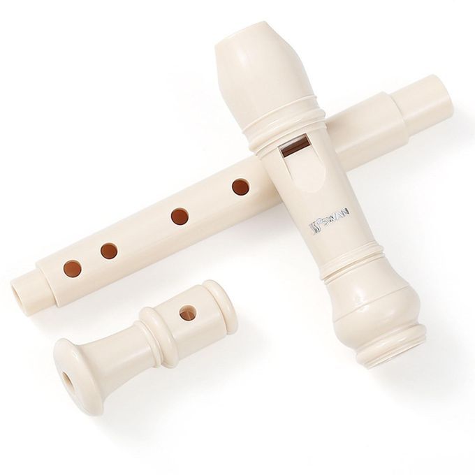 Soprano Recorder With Storage Bag Long Flute For Adults White 6 Hole