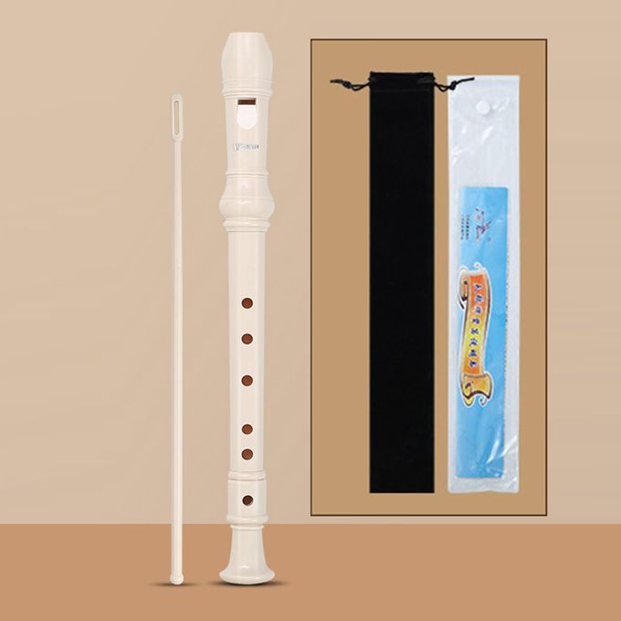 Soprano Recorder With Storage Bag Long Flute For Adults White 6 Hole