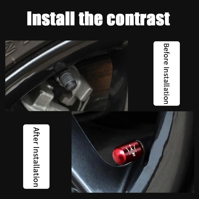 ABS Car Styling Wheel Tire Valve Caps for Maserati Ghibli Granturismo Watch Levante Quattroporte Air Dustproof Cover Accessories