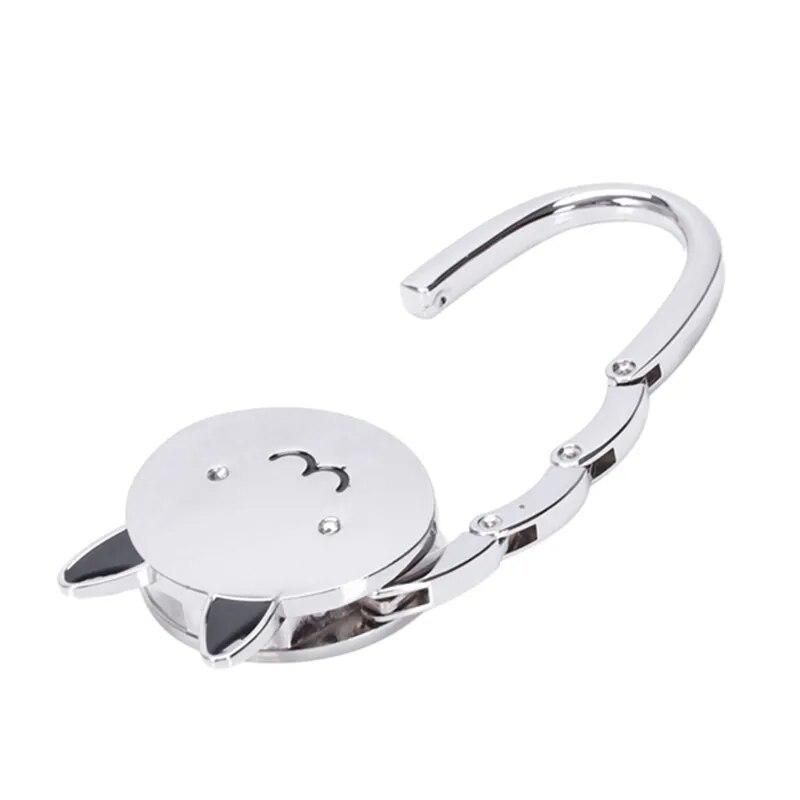 Cat Cartoon Foldable Silver Tone Handbag Hook Antislip Rubber Base bag holder Best Selling