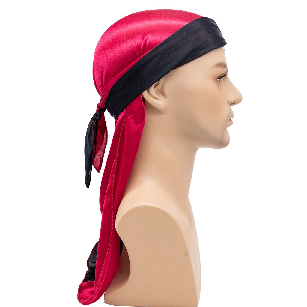 (White  Black(3PCS))3 Pcs Silk Durag For Men Women Satin Doo Rag Beanies For 360 Waves With Extra L