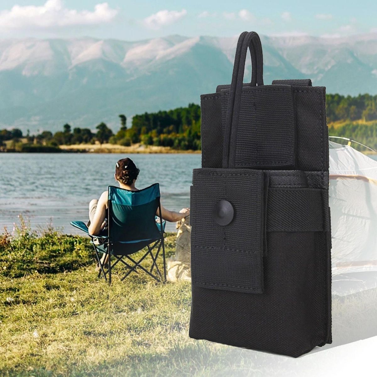 Talkie Holder Bag Outdoor Camping Interphone Carry Bag Black