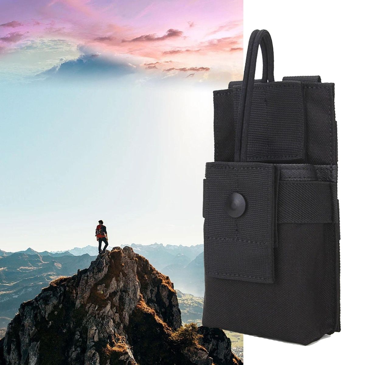 Talkie Holder Bag Outdoor Camping Interphone Carry Bag Black