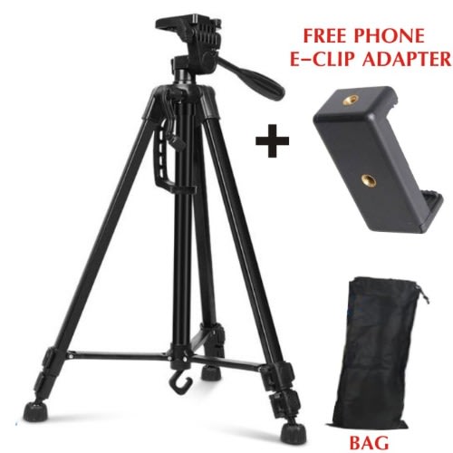 Aluminum Tripod Stand With Free E-clip Phone Adapter And Bag - Black