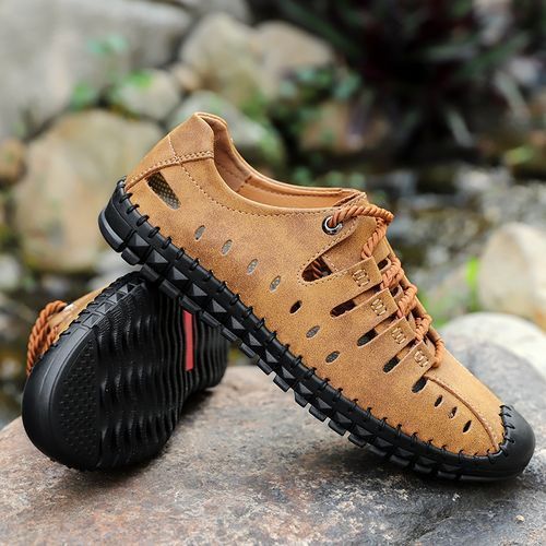 Big Size Mens Outdoor Hiking Water Shoes-Brown