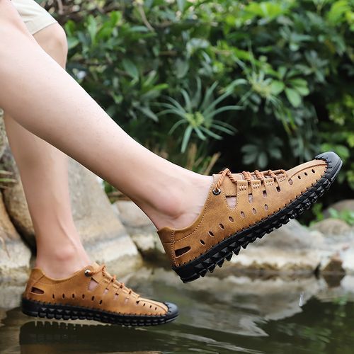 Big Size Mens Outdoor Hiking Water Shoes-Brown
