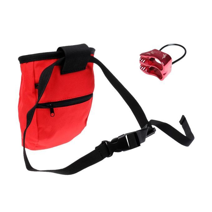 Rock Climbing Caving Bouldering Chalk Bag With ATC Belay Rappel Device