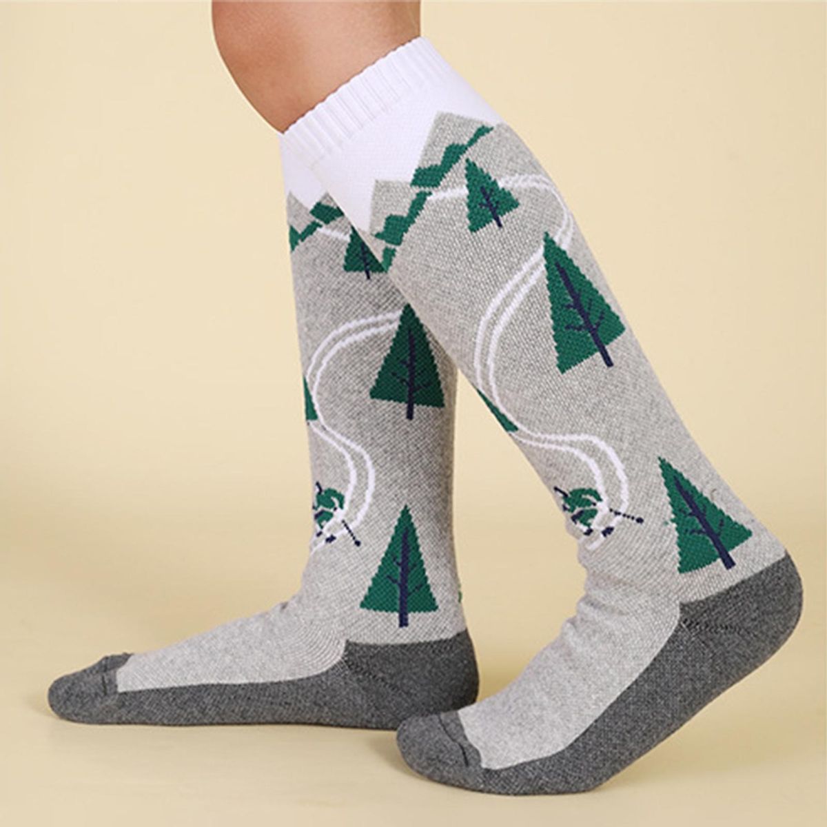1 Pair Toddler Socks Children Over Calf Tube Winter Warm Socks Light Grey