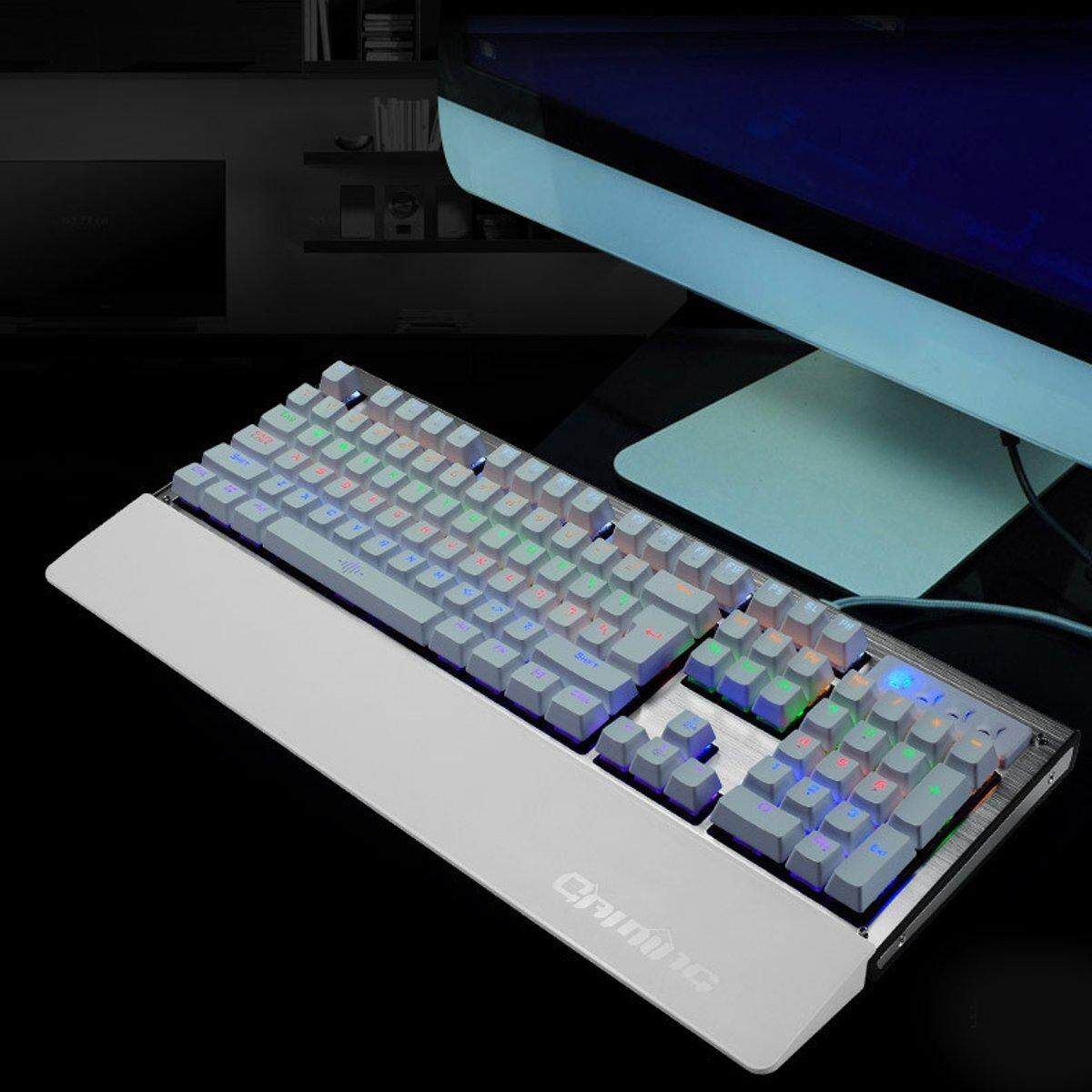 104 Keys Wired K29 LED Backlit Usb Ergonomic Mechanical Gaming Keyboard Gamer Brushed Silver