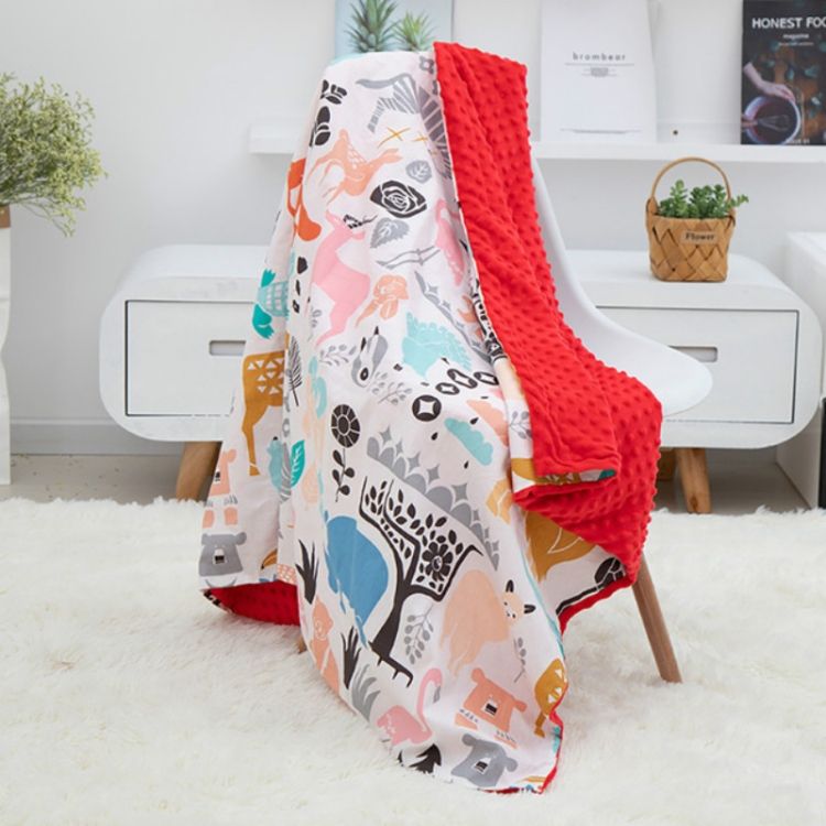 Cotton Cartoon Baby Comforting Quilt Washable Trolley Cover Blanket