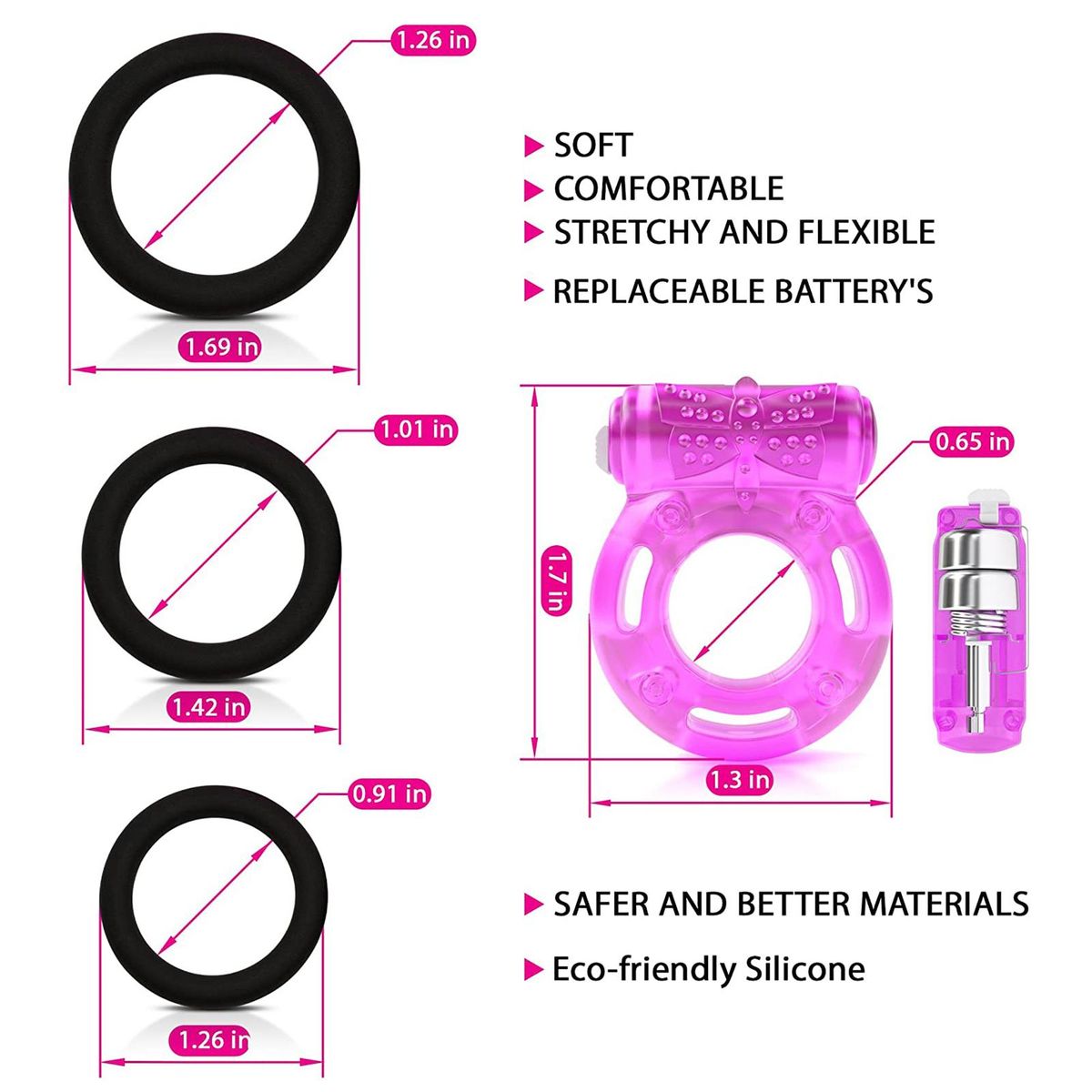 Long Plug Heart-shaped Plug Small Lock Rings Set Sexual Stimulation Toy for Couples
